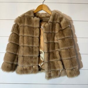 Tahari Arthur S. Levine Faux Fur Cropped Coat